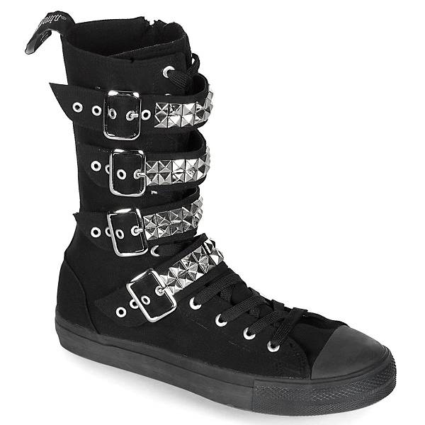 Demonia Women's Deviant-203 Sneakers Boots - Black Canvas D3096-78US Clearance